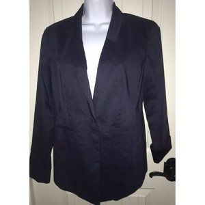 Eileen Fisher Notch Collar High/Low Jacket Blazer Navy Blue Sz 4 EUC $338